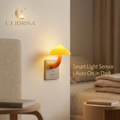 CEJDRINA™ Dusk-to-Dawn LED Botanical Plug-in Night Light – Smart Light-Sensing Bedside Lamp for Hallways, Stairways & Corridors