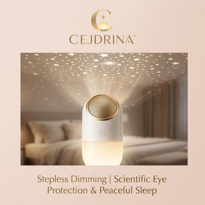 CEJDRINA™ Dual-Mode Starry Sky Projector & Warm LED Night Light – Bedside Sleep Aid Ambient Lamp with Voice Control Option