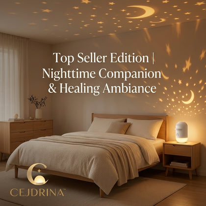 CEJDRINA™ Dual-Mode Starry Sky Projector & Warm LED Night Light – Bedside Sleep Aid Ambient Lamp with Voice Control Option