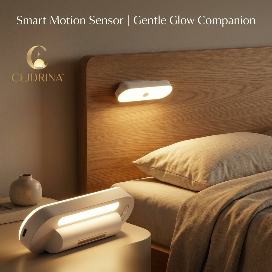 CEJDRINA™ Rechargeable Magnetic Motion Sensor LED Light – 150° Adjustable Cordless Under-Cabinet & Bedside Night Lamp
