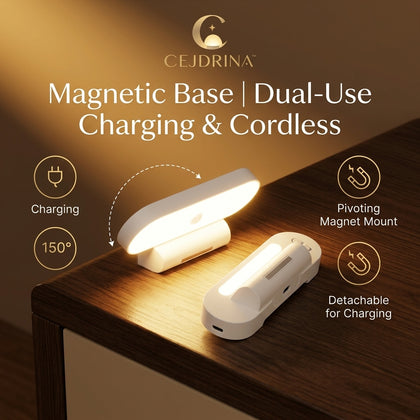 CEJDRINA™ Rechargeable Magnetic Motion Sensor LED Light – 150° Adjustable Cordless Under-Cabinet & Bedside Night Lamp