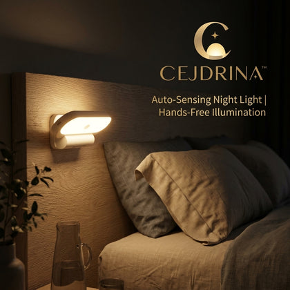 CEJDRINA™ Rechargeable Magnetic Motion Sensor LED Light – 150° Adjustable Cordless Under-Cabinet & Bedside Night Lamp