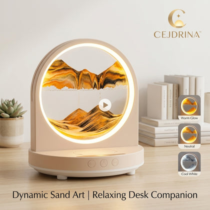 CEJDRINA™ Moving Sand Art Table Lamp – Dimmable LED Glass Sandscape Night Light for Living Room & Bedroom Decor