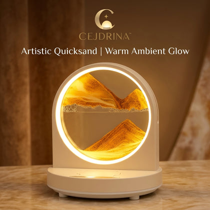 CEJDRINA™ Moving Sand Art Table Lamp – Dimmable LED Glass Sandscape Night Light for Living Room & Bedroom Decor
