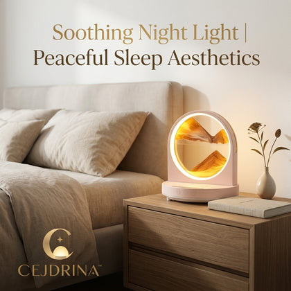 CEJDRINA™ Moving Sand Art Table Lamp – Dimmable LED Glass Sandscape Night Light for Living Room & Bedroom Decor