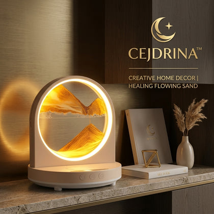 CEJDRINA™ Moving Sand Art Table Lamp – Dimmable LED Glass Sandscape Night Light for Living Room & Bedroom Decor