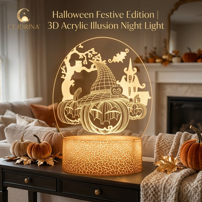 CEJDRINA™ 3D Illusion LED Night Light – Acrylic Festive Decor Lamp with Cracked Texture Base for Bedroom & Holiday Styling