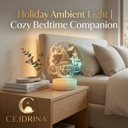 CEJDRINA™ 3D Illusion LED Night Light – Acrylic Festive Decor Lamp with Cracked Texture Base for Bedroom & Holiday Styling