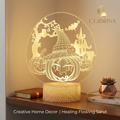 CEJDRINA™ 3D Illusion LED Night Light – Acrylic Festive Decor Lamp with Cracked Texture Base for Bedroom & Holiday Styling