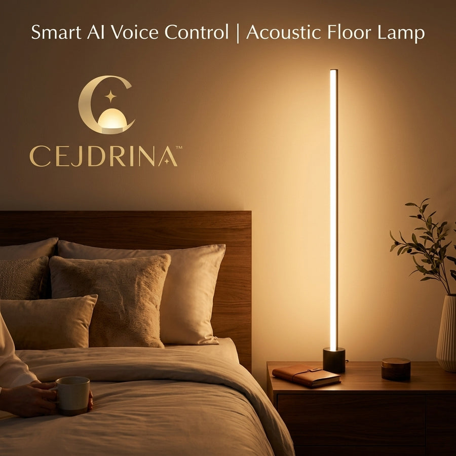 CEJDRINA™ Offline Voice-Control LED Floor Lamp – Smart Acoustic Standing Night Light for Living Room & Bedroom Corner