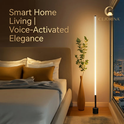 CEJDRINA™ Offline Voice-Control LED Floor Lamp – Smart Acoustic Standing Night Light for Living Room & Bedroom Corner