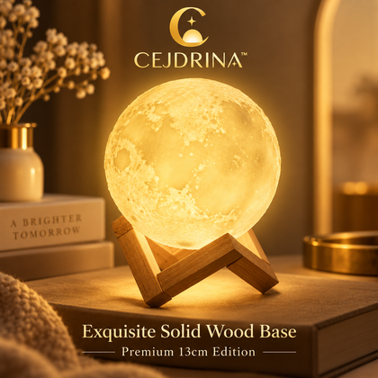 CEJDRINA™ 880ml 3D Moon Lamp Humidifier – Ultrasonic Cool Mist Diffuser & Warm LED Bedside Night Light with Wood Stand