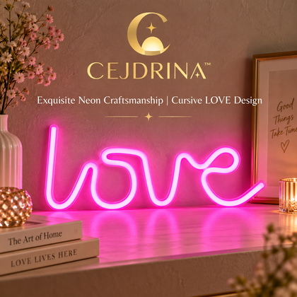CEJDRINA™ Cursive Pink 'Love' LED Neon Sign – USB & Battery Powered Romantic Hanging Wall Night Light for Bedrooms & Parties
